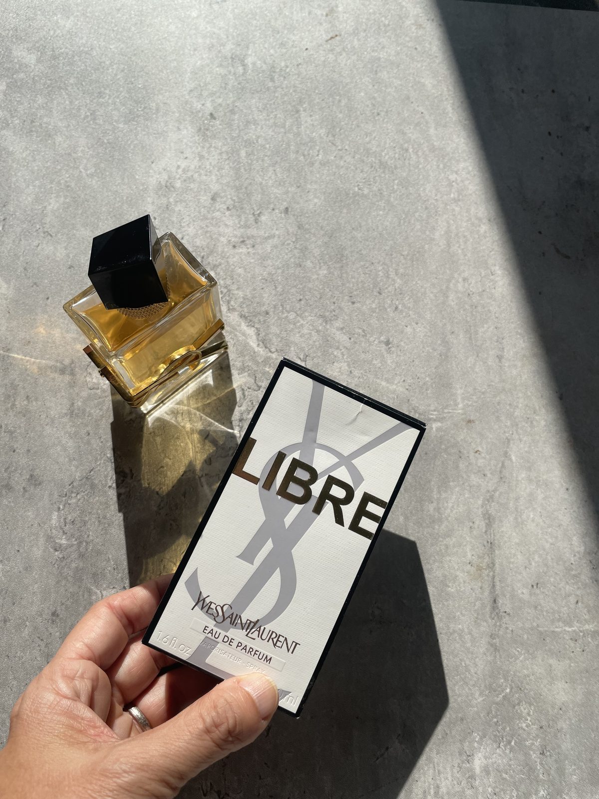 Bring On The Florals of Spring: YSL Libre Perfume Reviewed Holding the YSL Libre Eau de Parfum box, 50ml / 1.6 fl oz